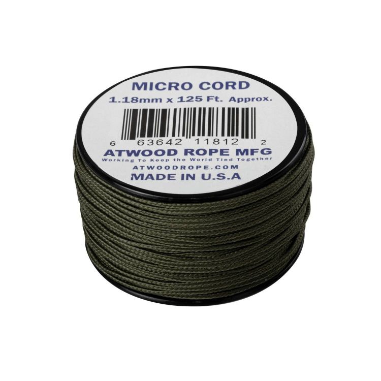 Micro Cord Paracord 1.18mm x 125' White by Jig Pro Shop - Made in the USA 