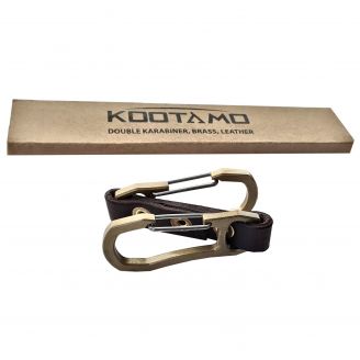 Kootamo Double Karabiner, Brass, Leather