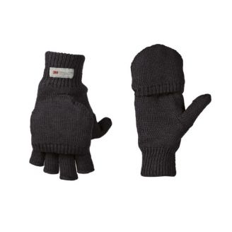 Mil-Tec Fingerless Gloves W/ Mitten Cover (Black)